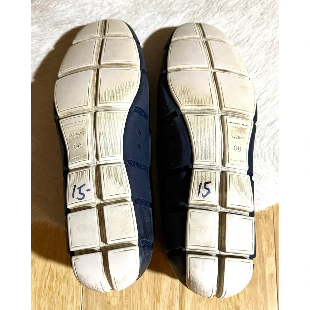 Swims Striped Venetian Loafers Boat Shoe Water Moccasin Men's SlipOn Size 9 Navy